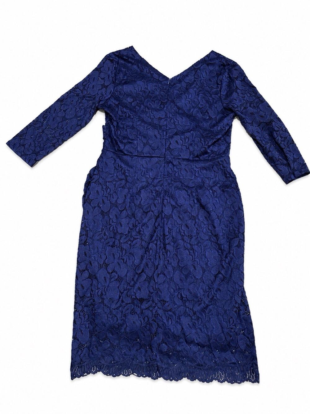 MIUSOL Womens 2XL Navy Blue Lace Dress 3/4 Sleeve Midi NWT